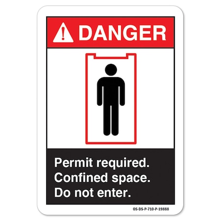 Signmission ANSI Sign, Permit required. Confined Space Do not enter, 7in X 5in Decal, 5" H, 7" W, Landscape OS-DS-D-57-L-19888